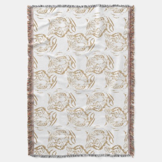 Elegant Gold Glitter Tiger Print White Design Deken (Voorkant Verticaal)