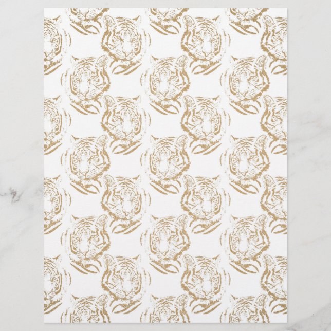 Elegant Gold Glitter Tiger — wit ontwerp afdrukken Briefhoofd (Voorkant)
