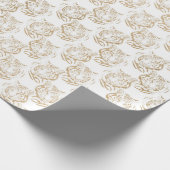 Elegant Gold Glitter Tiger — wit ontwerp afdrukken Cadeaupapier (Hoek)