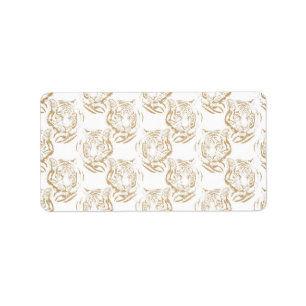 Elegant Gold Glitter Tiger — wit ontwerp afdrukken Etiket