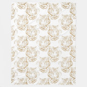 Elegant Gold Glitter Tiger — wit ontwerp afdrukken Fleece Deken (Voorkant)