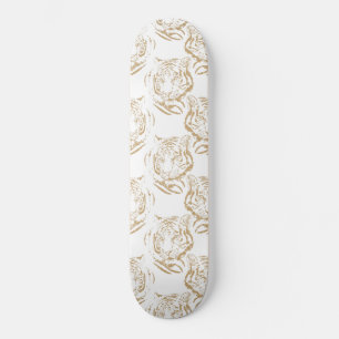 Elegant Gold Glitter Tiger — wit ontwerp afdrukken Persoonlijk Skateboard