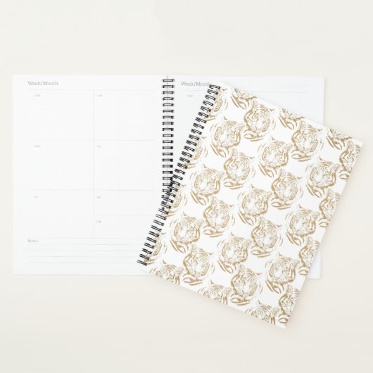 Elegant Gold Glitter Tiger — wit ontwerp afdrukken Planner (Display)
