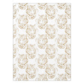 Elegant Gold Glitter Tiger — wit ontwerp afdrukken Tafelkleed (Voorkant)