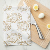 Elegant Gold Glitter Tiger — wit ontwerp afdrukken Theedoek (Quarter Fold)