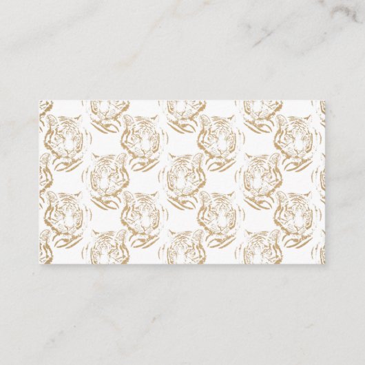 Elegant Gold Glitter Tiger — wit ontwerp afdrukken Visitekaartje (Achterkant)
