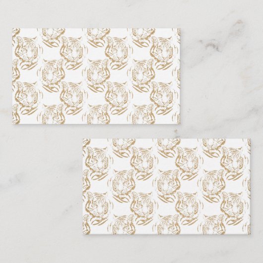 Elegant Gold Glitter Tiger — wit ontwerp afdrukken Visitekaartje (Voorkant / Achterkant)