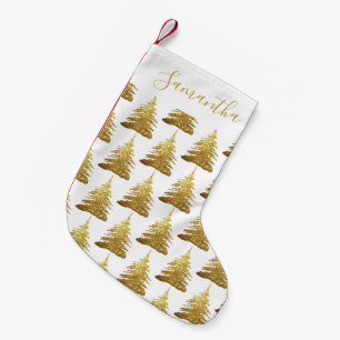 Elegant Gold Glitter Trees Name Kleine Kerstsok