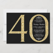Elegant Gold Glitter Typografie 40e verjaardag Kaart (Voorkant)