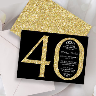 Elegant Gold Glitter Typografie 40e verjaardag Kaart