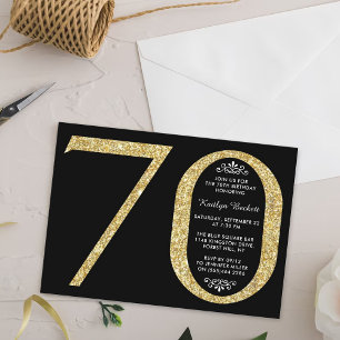 Elegant Gold Glitter Typografie 70e verjaardag Kaart