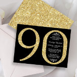 Elegant Gold Glitter Typografie 90th Birthday Kaart<br><div class="desc">Viel in stijl met deze trendy en elegante goudglitter 90th Birthday uitnodigingen. Het ontwerp is gemakkelijk te personaliseren en uw gasten zullen enthousiast zijn wanneer zij deze stijlvolle uitnodigingen ontvangen.</div>