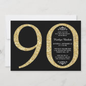 Elegant Gold Glitter Typografie 90th Birthday Kaart (Voorkant)
