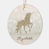 Elegant Gold Glitter Unicorn Bokeh Keramisch Ornament (Links)