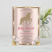 Elegant Gold Glitter Unicorn Florence Baby shower  Kaart (Staand voorkant)