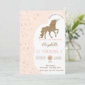 Elegant Gold Glitter Unicorn, Stars Birthday Kaart (Staand voorkant)