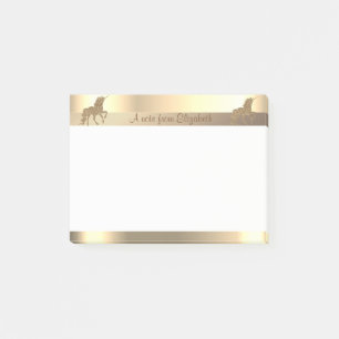 Elegant Gold Glitter Unicorn, Stripe-Personalized Post-it® Notes