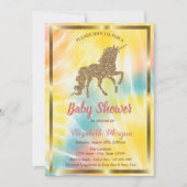 Elegant Gold Glitter Unicorn Tie Dye Baby shower Kaart (Voorkant)