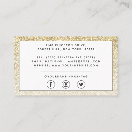 Elegant Gold Glitter Visitekaartje (Achterkant)