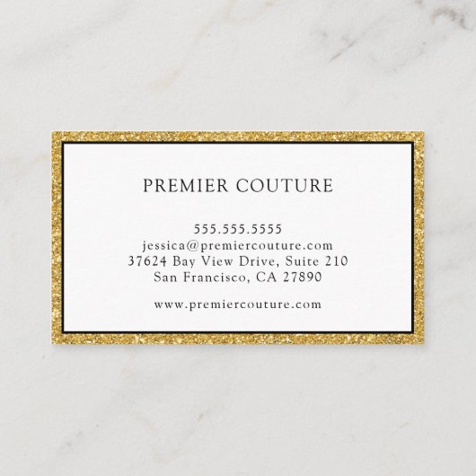 Elegant Gold Glitter Visitekaartje (Achterkant)