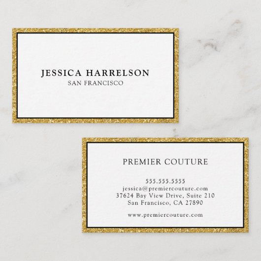 Elegant Gold Glitter Visitekaartje (Voorkant / Achterkant)