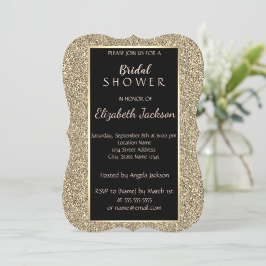 Elegant Gold Glitter Vrijgezellenfeest Kaart (Staand voorkant)