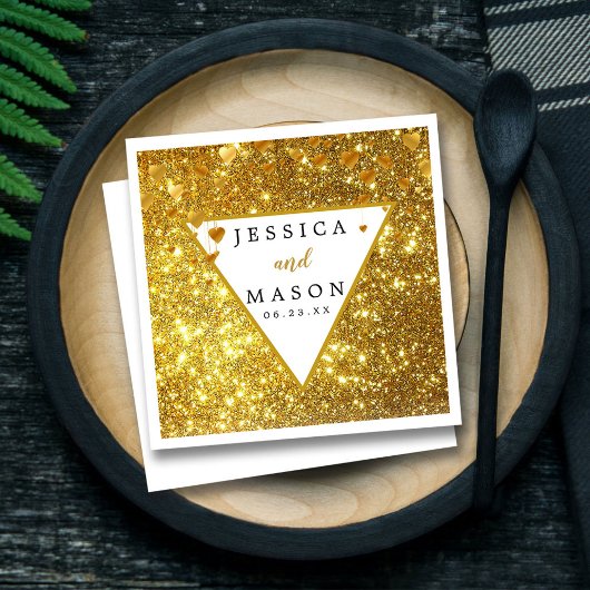 Elegant Gold Glitter Wedding Cocktail Napkins Servet