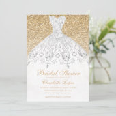 Elegant Gold Glitter Wedding Dress Vrijgezellenfee Kaart (Staand voorkant)