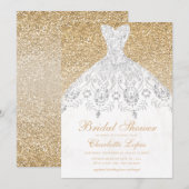 Elegant Gold Glitter Wedding Dress Vrijgezellenfee Kaart (Voorkant / Achterkant)