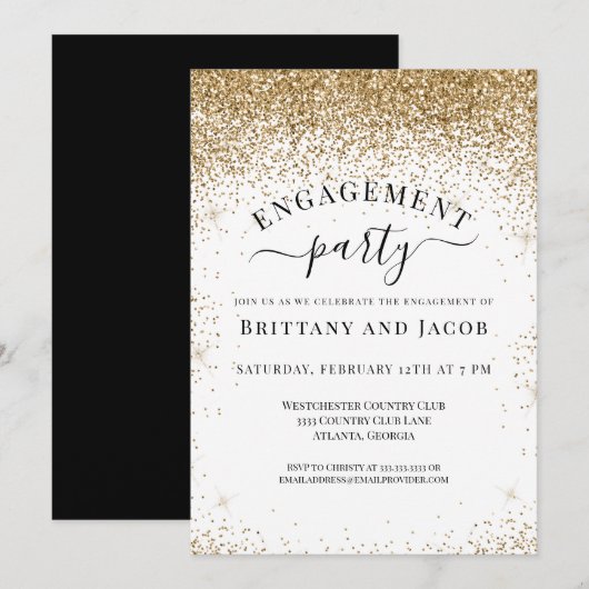 Elegant Gold Glitter Wedding Engagement Kaart (Voorkant / Achterkant)