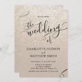 Elegant Gold Glitter Wedding Invitation Kaart (Voorkant / Achterkant)