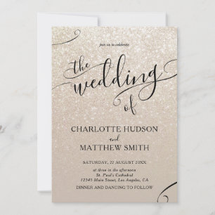 Elegant Gold Glitter Wedding Invitation Kaart