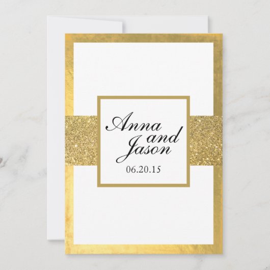 Elegant Gold Glitter Wedding Invitation Kaart (Voorkant)