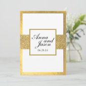 Elegant Gold Glitter Wedding Invitation Kaart (Staand voorkant)