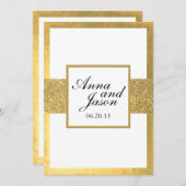 Elegant Gold Glitter Wedding Invitation Kaart (Voorkant / Achterkant)