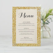 Elegant Gold Glitter Wedding Menu Card (Staand voorkant)