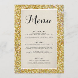 Elegant Gold Glitter Wedding Menu Card
