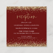 Elegant Gold Glitter Wedding Reception Burgundy Informatiekaartje (Voorkant)