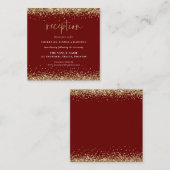 Elegant Gold Glitter Wedding Reception Burgundy Informatiekaartje (Voorkant / Achterkant)