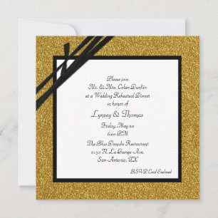 Elegant Gold Glitter Wedding Rehearsal Dinner Kaart