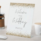 Elegant Gold Glitter Welkom bij bruiloft Reclamebord Met Voetstuk (Insitu)