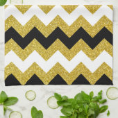 Elegant Gold Glitter White Black Chevron Theedoek (Gevouwen)