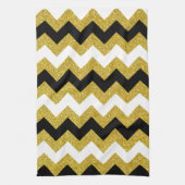 Elegant Gold Glitter White Black Chevron Theedoek (Verticaal)