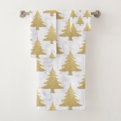 Elegant Gold Glitter & White marble kerstboom Bad Handdoek (Insitu)