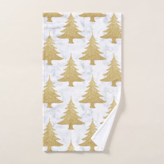 Elegant Gold Glitter & White marble kerstboom Bad Handdoek (Handdoek)