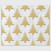 Elegant Gold Glitter & White marble kerstboom Cadeaupapier (Vlak)