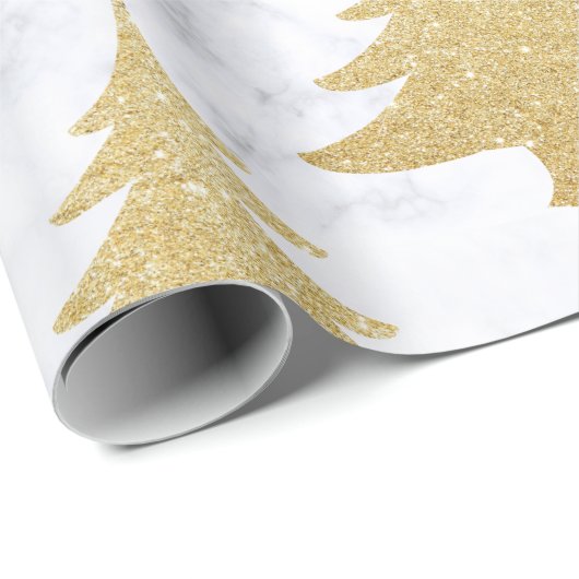 Elegant Gold Glitter & White marble kerstboom Cadeaupapier (Rol Hoek)