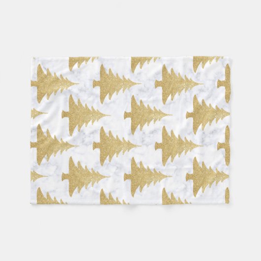 Elegant Gold Glitter & White marble kerstboom Fleece Deken (Voorkant (Horizontaal))