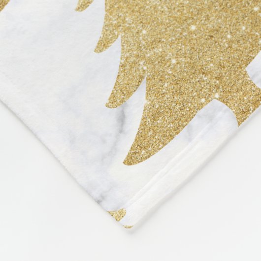 Elegant Gold Glitter & White marble kerstboom Fleece Deken (Hoek)
