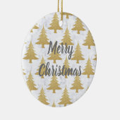 Elegant Gold Glitter & White marble kerstboom Keramisch Ornament (Rechts)